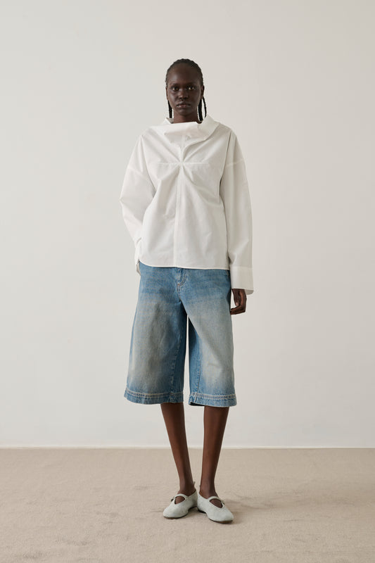 Bermuda Francis - Denim Bleu Délavé - Coton - Femme